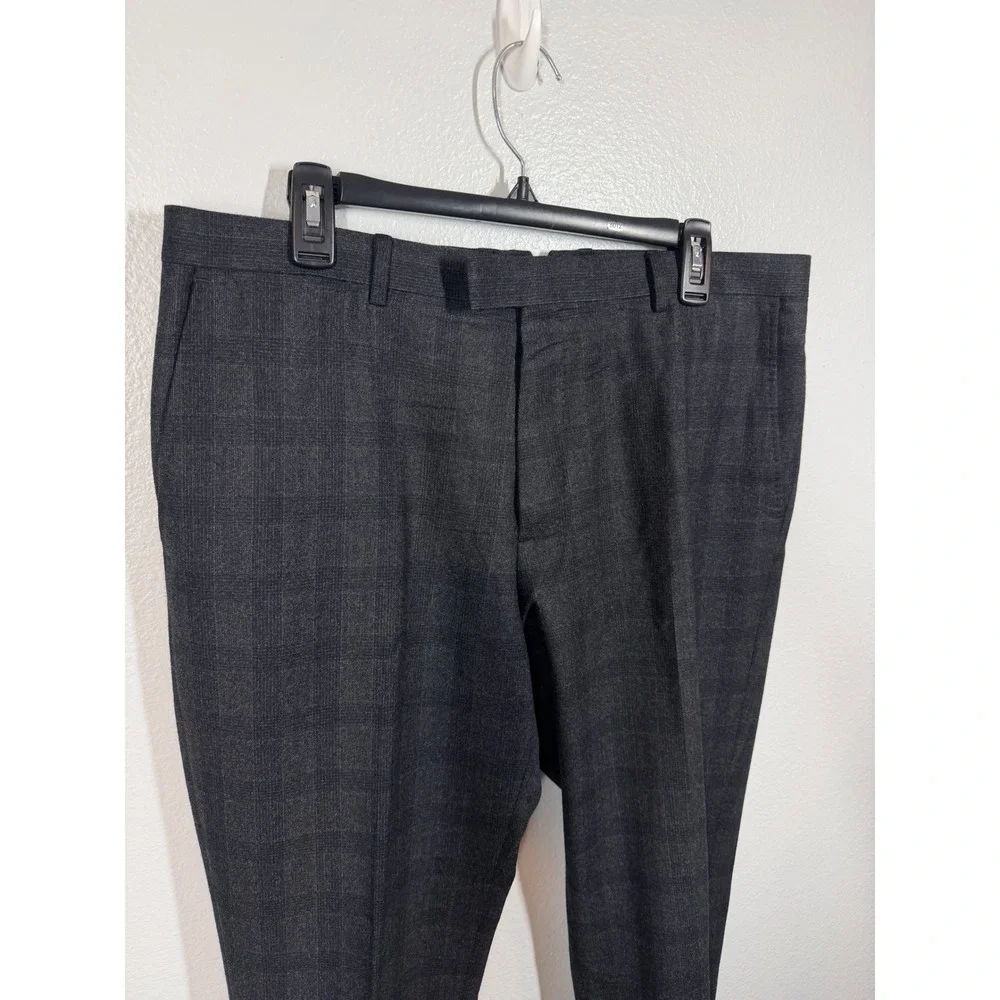 Banana Republic Dress Pants Mens 36x32 Gray Plaid Vitaler Barberis Canonico Wool